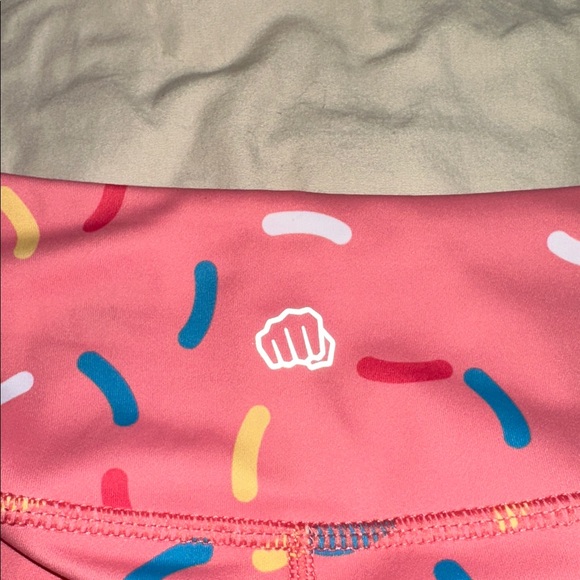 Feed Me Fight Me *NEW* Women's Pink Donut Sprinkle Athletic Workout Shorts - Picture 7 of 12